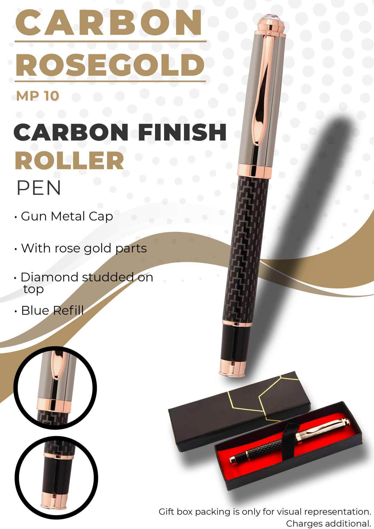 Carbon Finish Rosegold Roller Pen